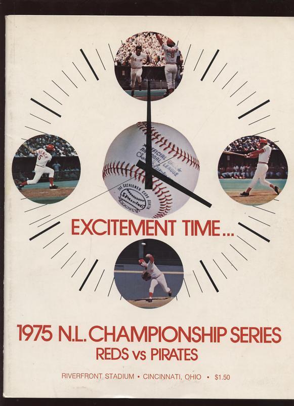 1975 NLCS Program Pirates @ Cincinnati Reds 3 Auto EXMT