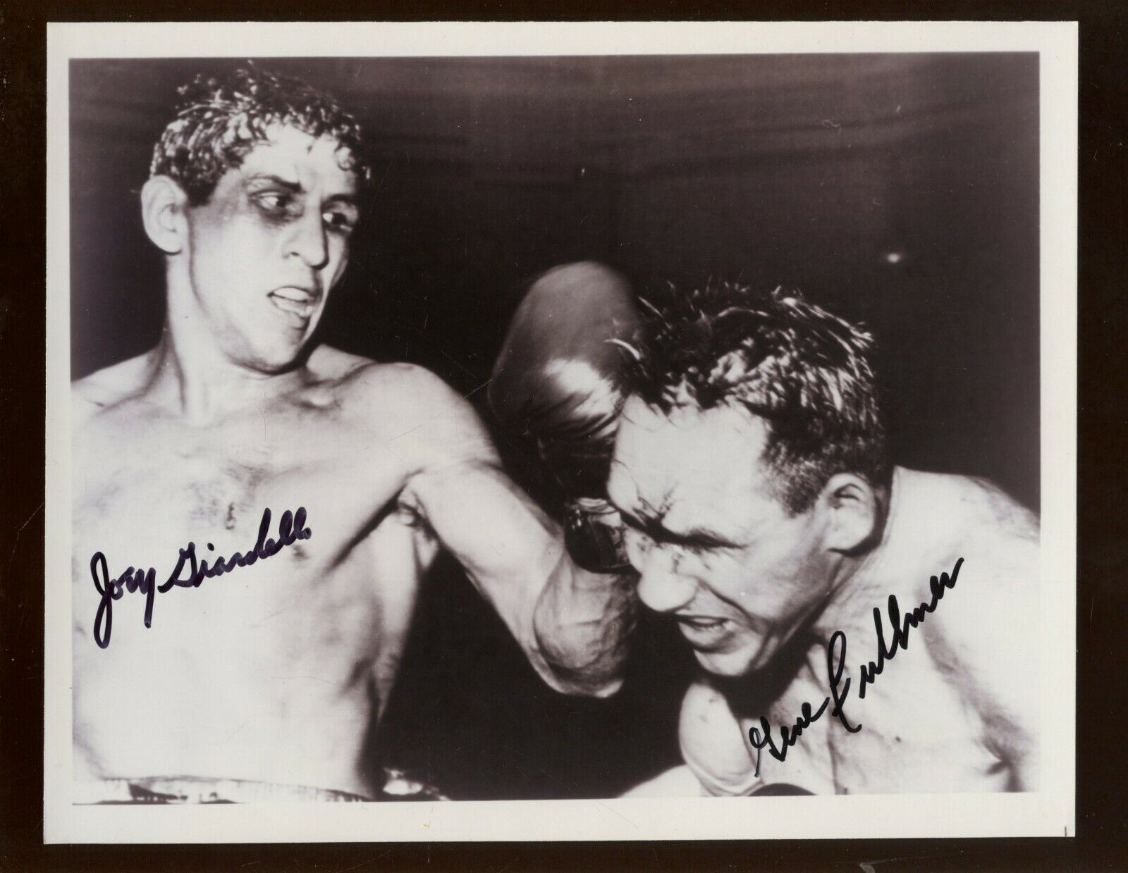 Joey Giardello vs Gene Fullmer Autographed 8 X 10 Photo B & E Hologram