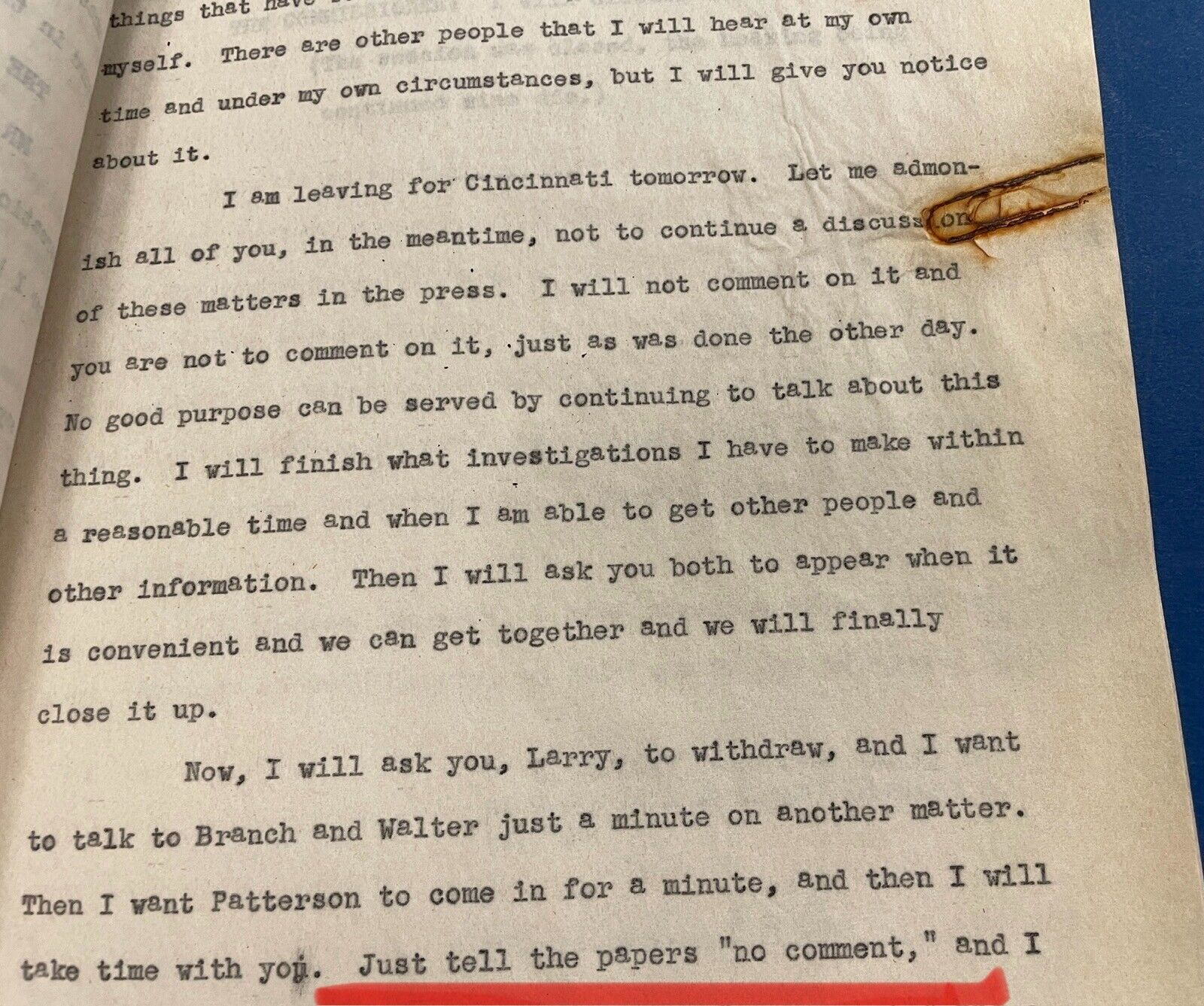 1947 Transcript of MLB Meeting on Gambling O'Malley, Durocher, Rickey, MacPhail