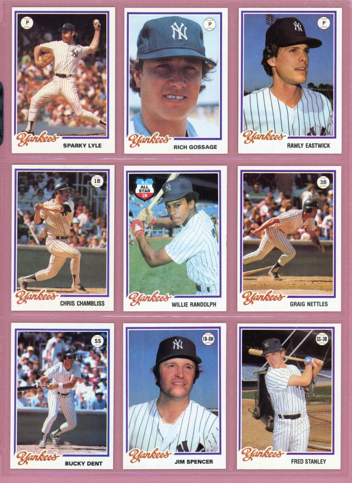 1978 Topps Burger King NY Yankees Complete Set of 23 Baseball Cards Ex/Mt - NM