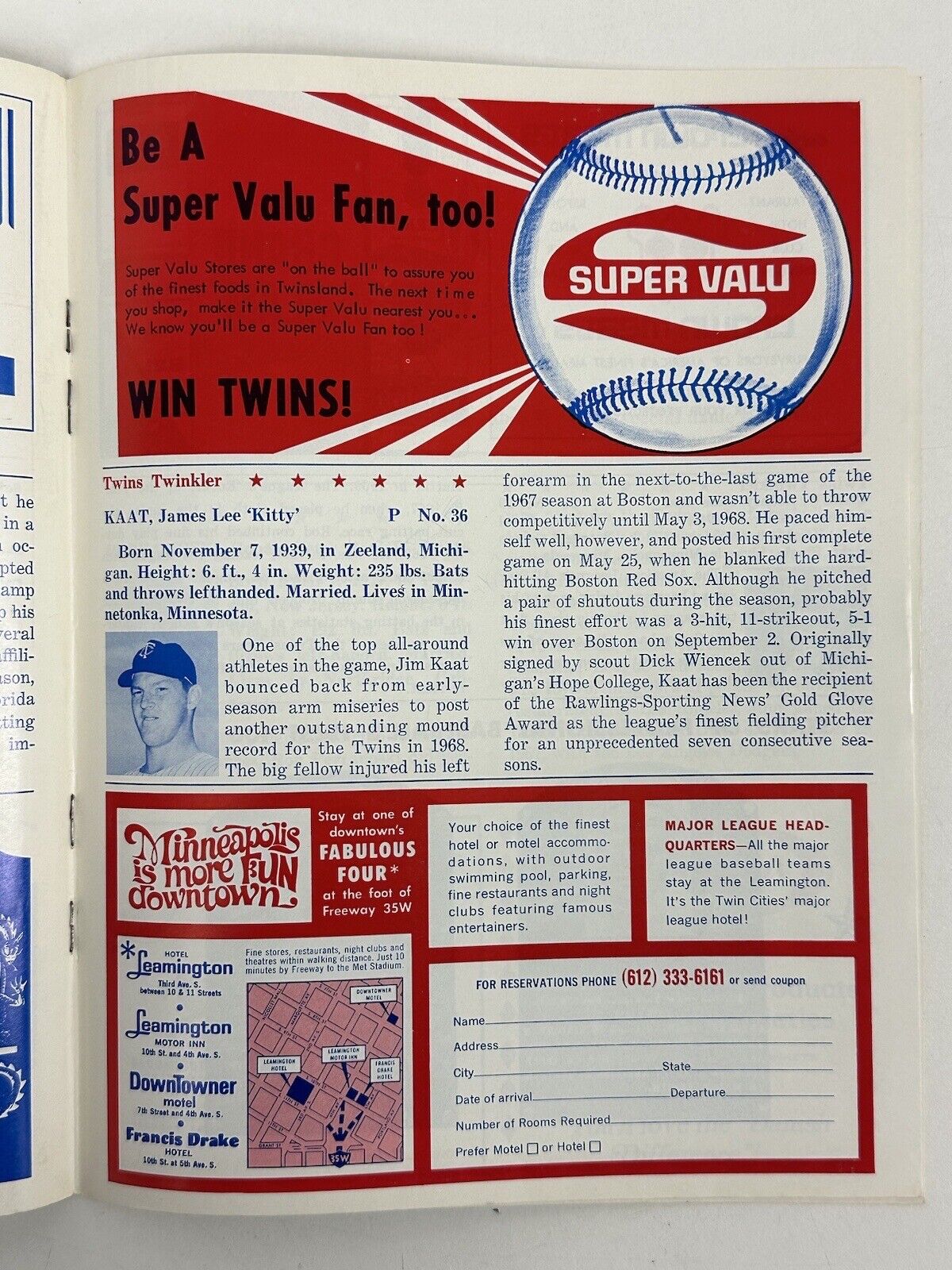 Sept 19 1969 Minnesota Twins Baseball Program vs Seattle Pilots 1st year -scored