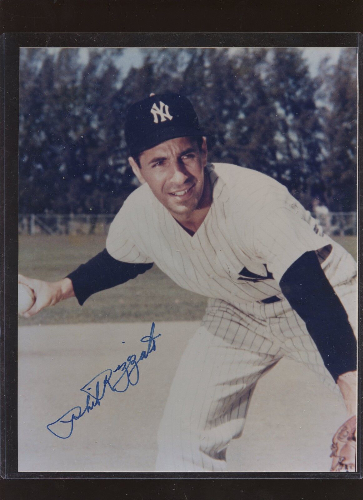 Phil Rizzuto New York Yankees Autographed 8 X 10 Throwing Photo Hologram