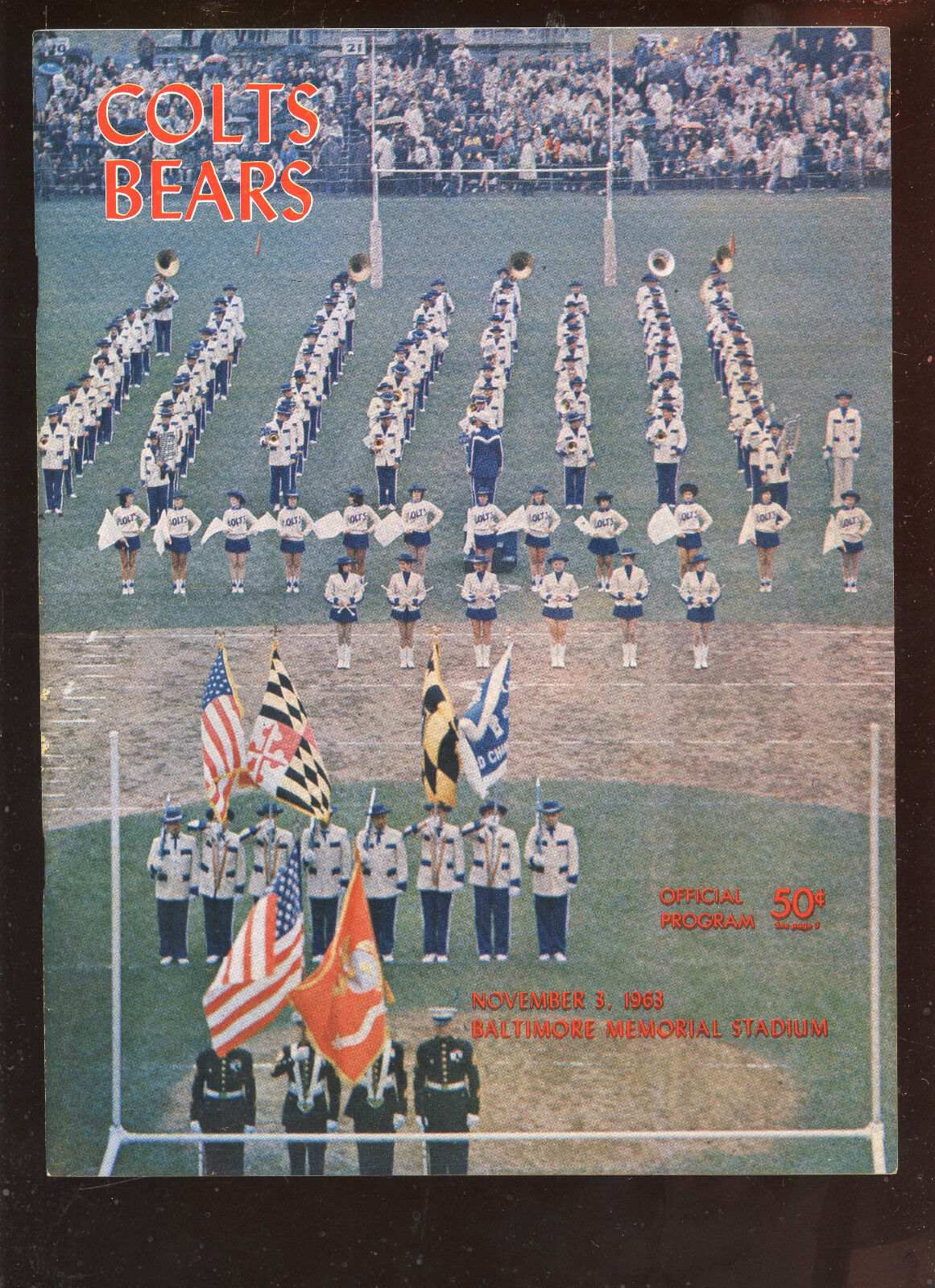 November 3 1963 NFL Football Program Chicago Bears at Baltimore Colts EXMT