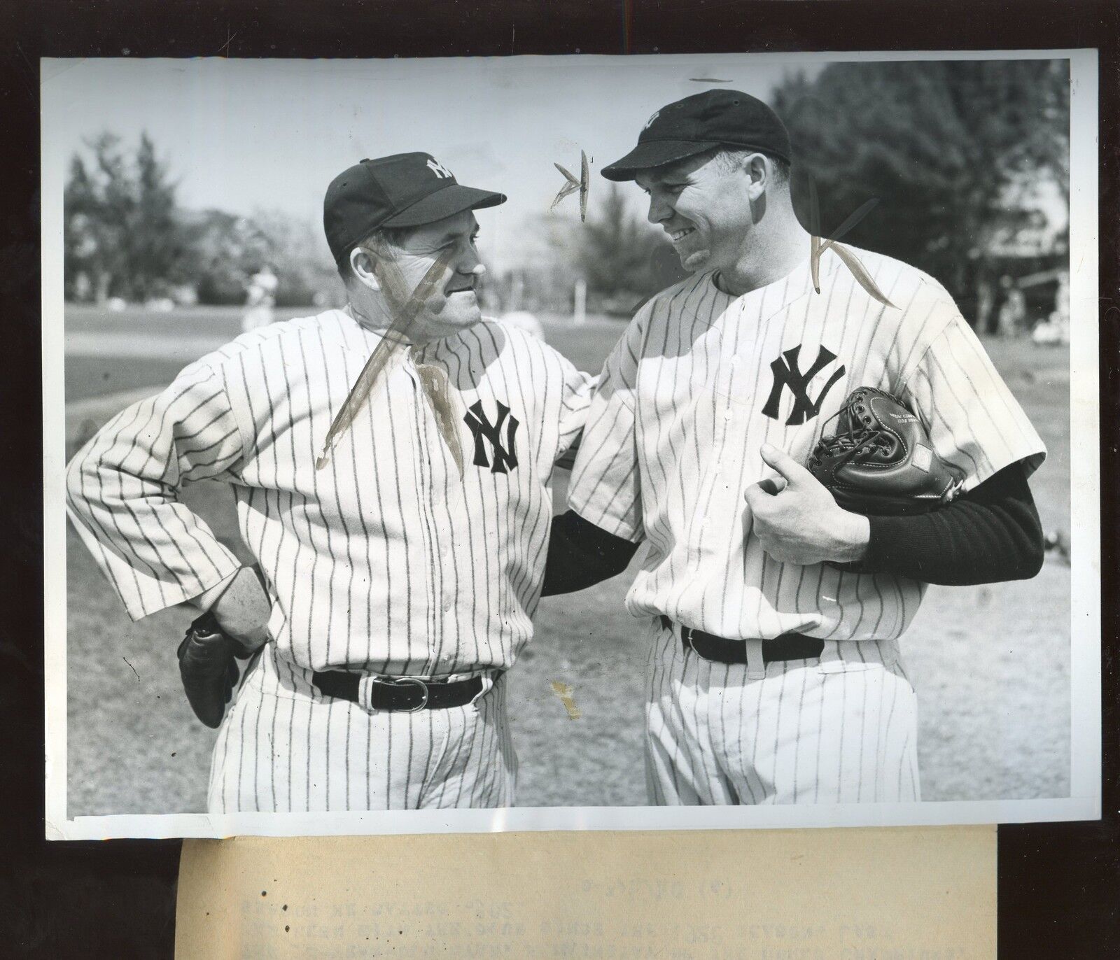 Original March 4 1940 Bill Dickey & Joe McCarthy New York Yankees Wire Photo