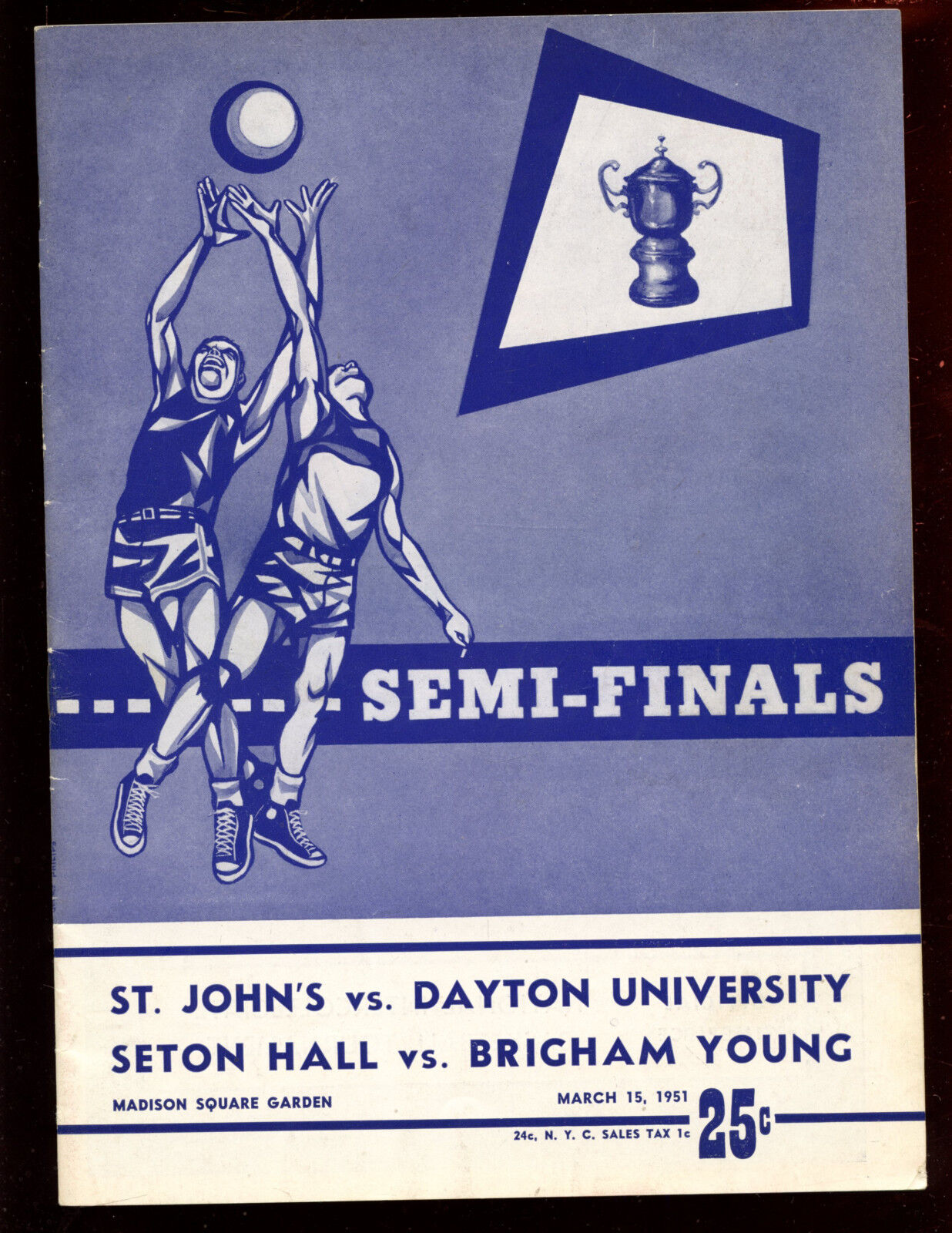 1951 NCAA NIT Final 4 Program St. John's Dayton Seton Hall Brigham Young EX+