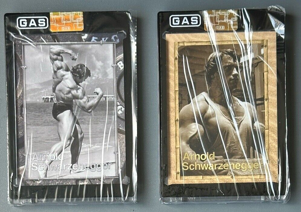 2023 GAS Arnold Schwarzenegger 2-Card Set in ‘Built To Perfection’ Tin Box