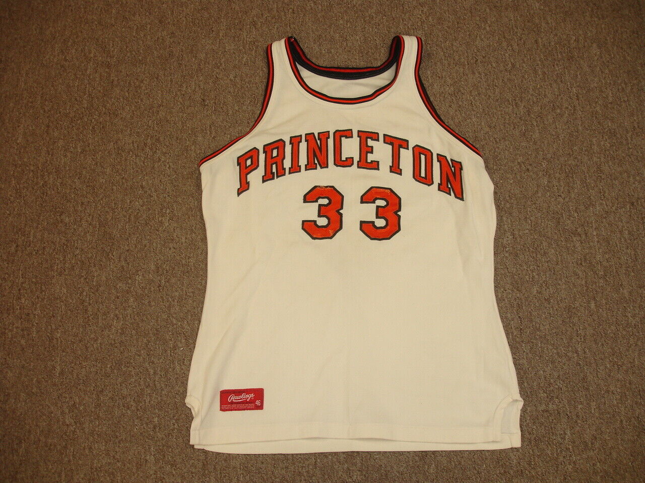 Late 1970's NCAA Basketball Princeton Game Used Knit Basketball Jersey #33