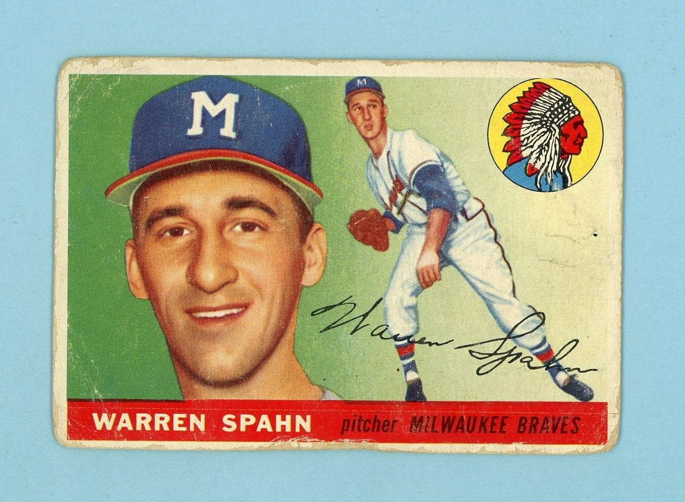 1955 Topps #31 Warren Spahn Milwaukee Braves Baseball Card Low Grade