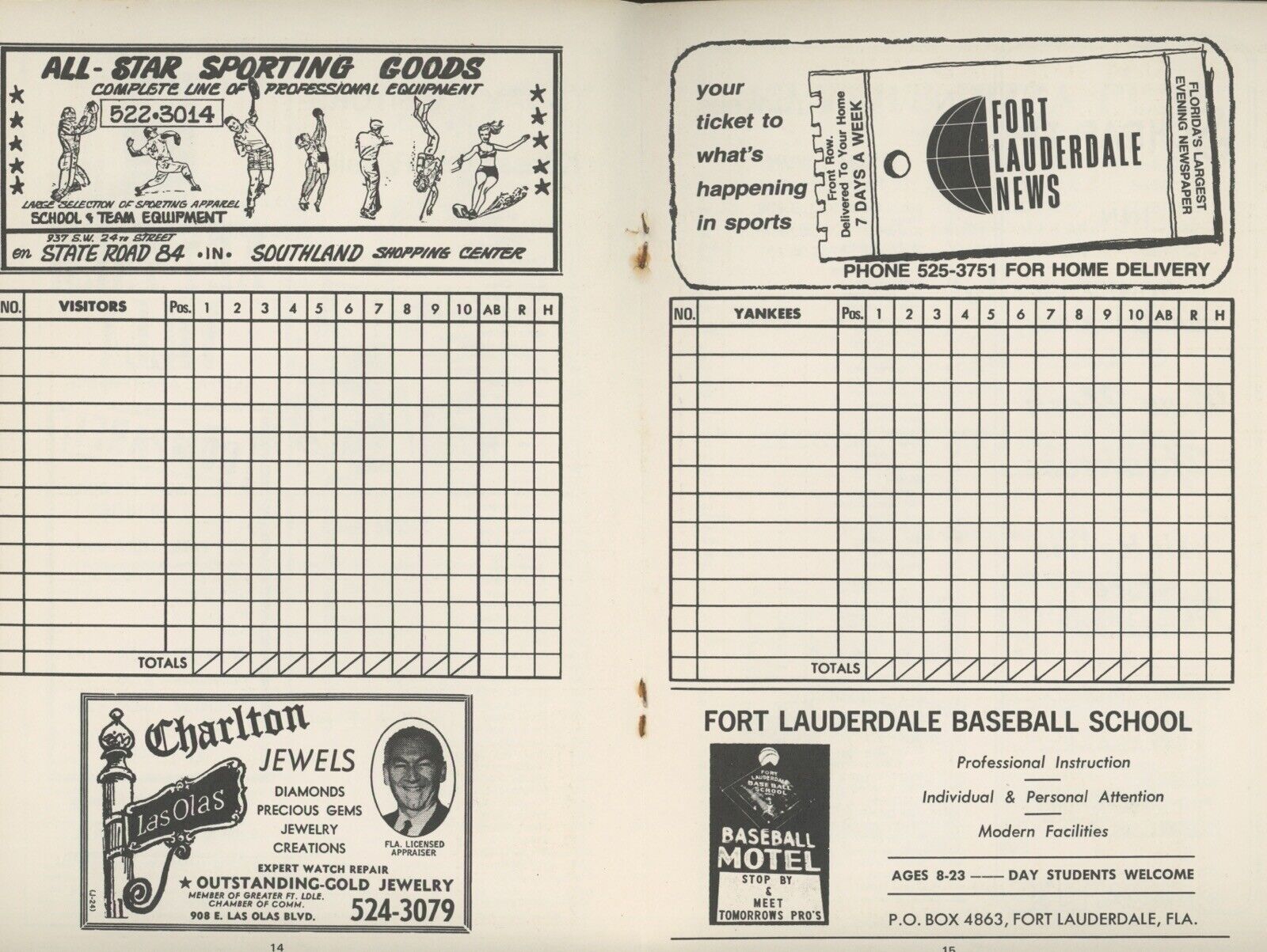 1973 NY Yankees Official Spring Score Book Program vs KC Royals w/ George Brett