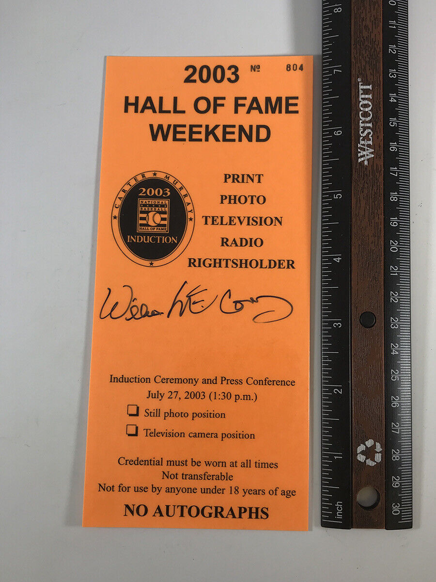 Willie McCovey 2003 Hall of Fame Induction Signed Press Pass w B&E Hologram