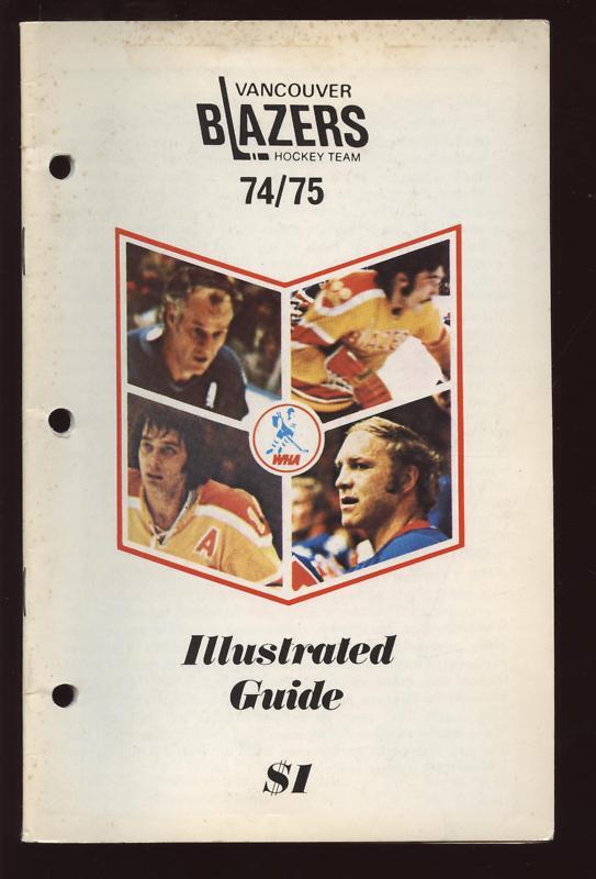 1974/75 WHA Media Guide Vancouver Blazers