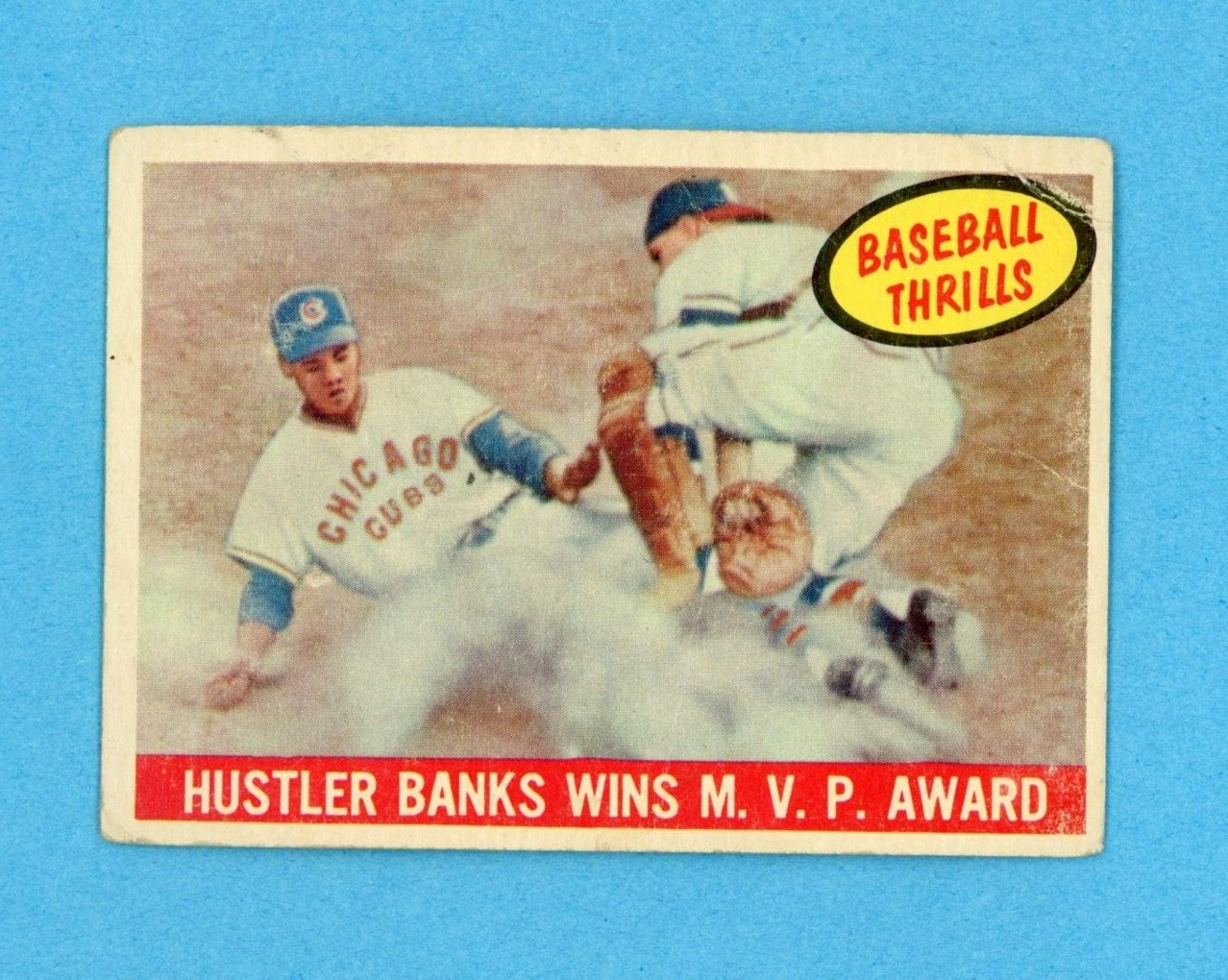 1959 Topps #469 Baseball Thrills Ernie Banks Cubs Baseball Card Low Grade