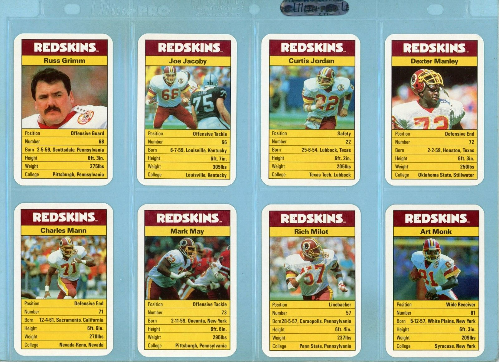 1987 Washington Redskins Ace Fact Pack Complete Set of 33 Football Cards NM