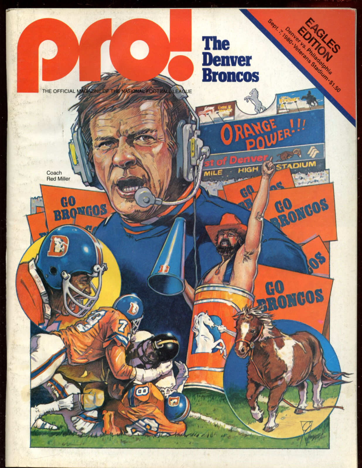 September 7 1980 NFL Program Denver Broncos at Philadelphia Eagles EX+