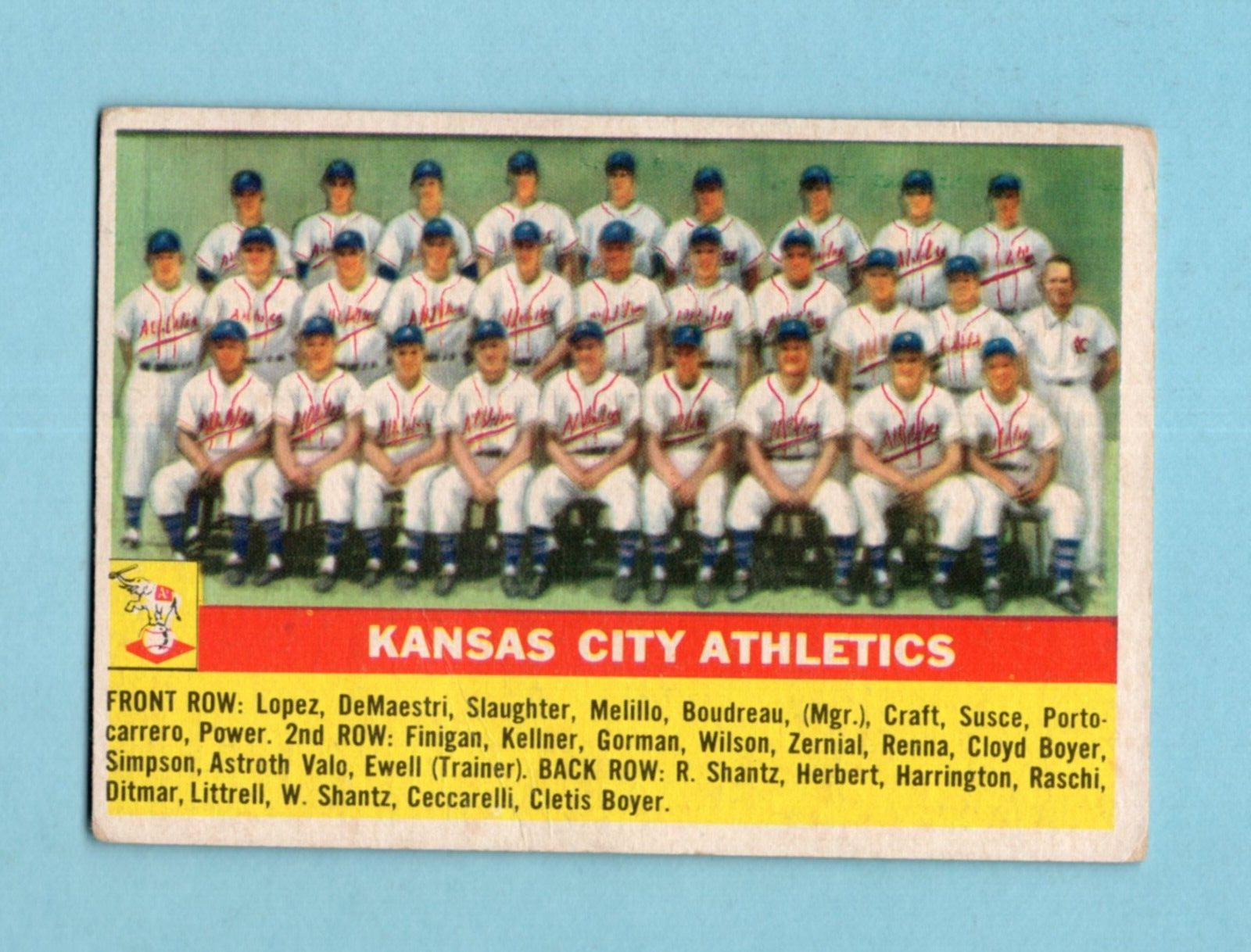 1956 Topps #236 Kansas City Athletics Team Baseball Card Low Grade