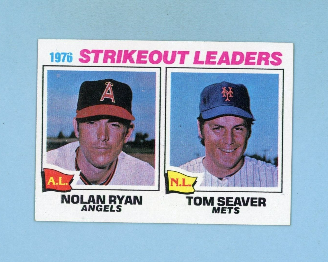 1977 Topps #6 Nolan Ryan Tom Seaver 1976 Strikeout Leaders Baseball Card NM