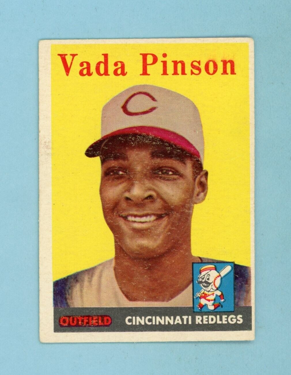 1958 Topps #420 Vada Pinson Cincinnati Redlegs Rookie Baseball Card EX o/c