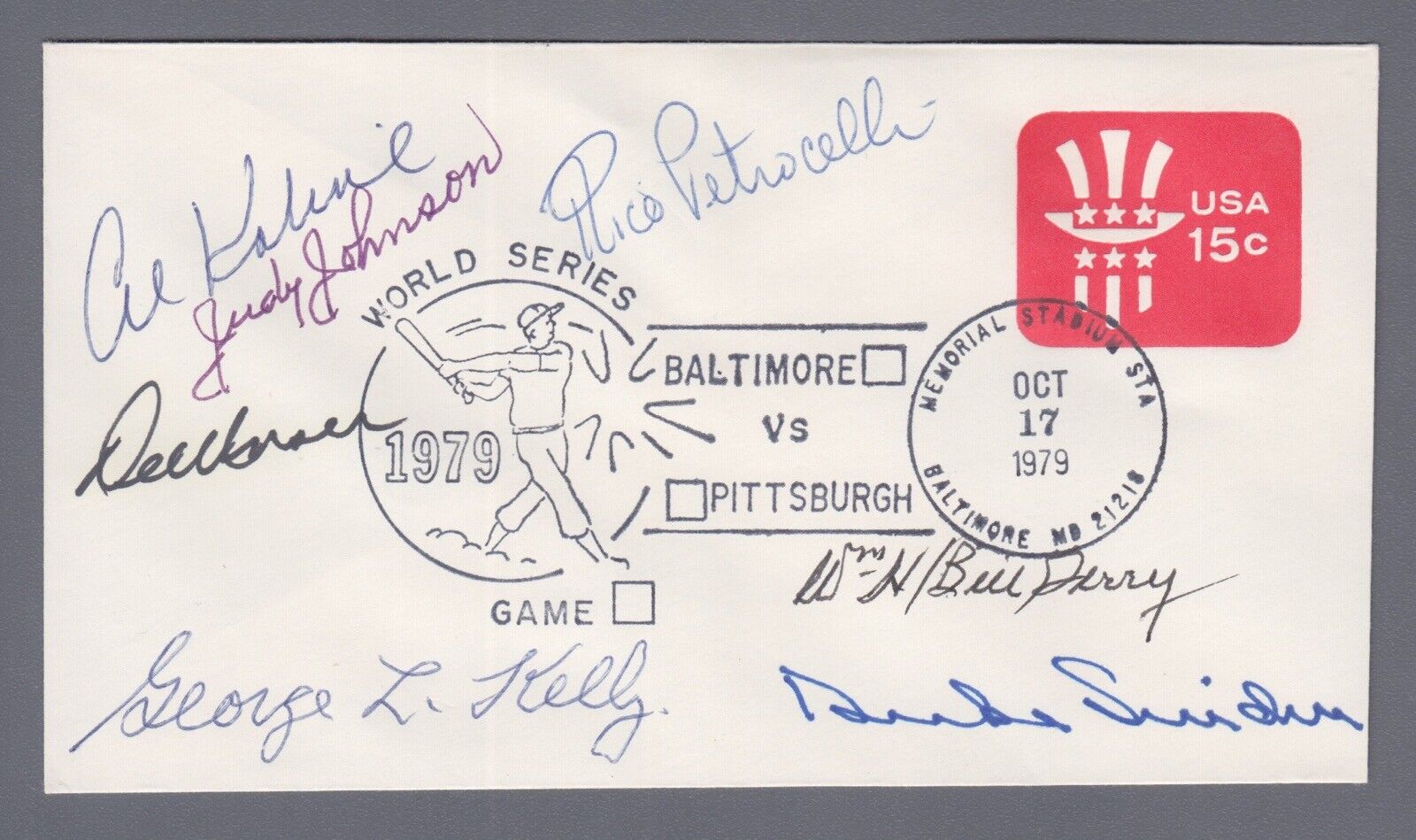 5 Hall of Famers + Signed Cachet First Day Cover 10/17/79 Auto with B&E Hologram