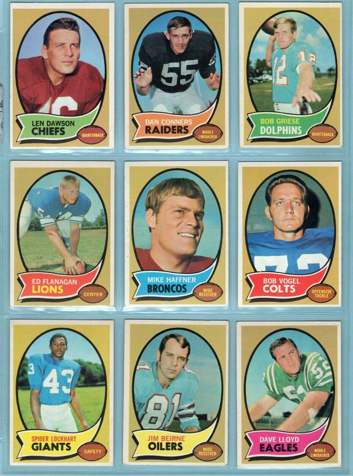 1970 Topps Starter Set Lot of 81 Different Football Cards EX