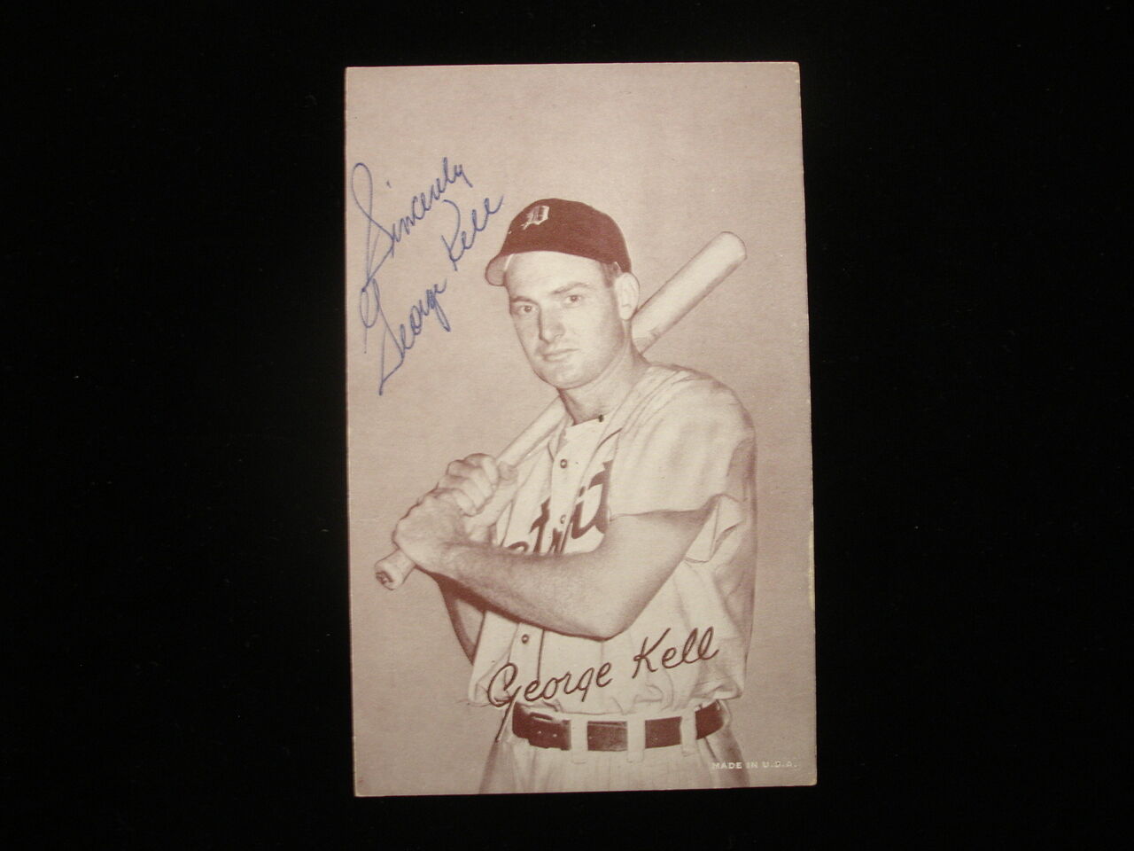 Original 1947-66 George Kell Autographed 3.25" x 5.25" Exhibit Card