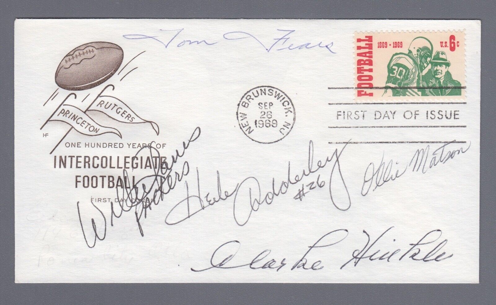 Signed First Day Cover 9/26/69 Cachet 5 Sigs with Adderley, Matson, W Davis