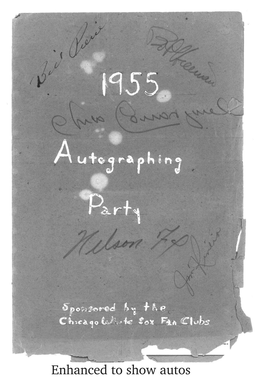 Nelson Fox Signed  1955 Fan Club Party Booklet with others