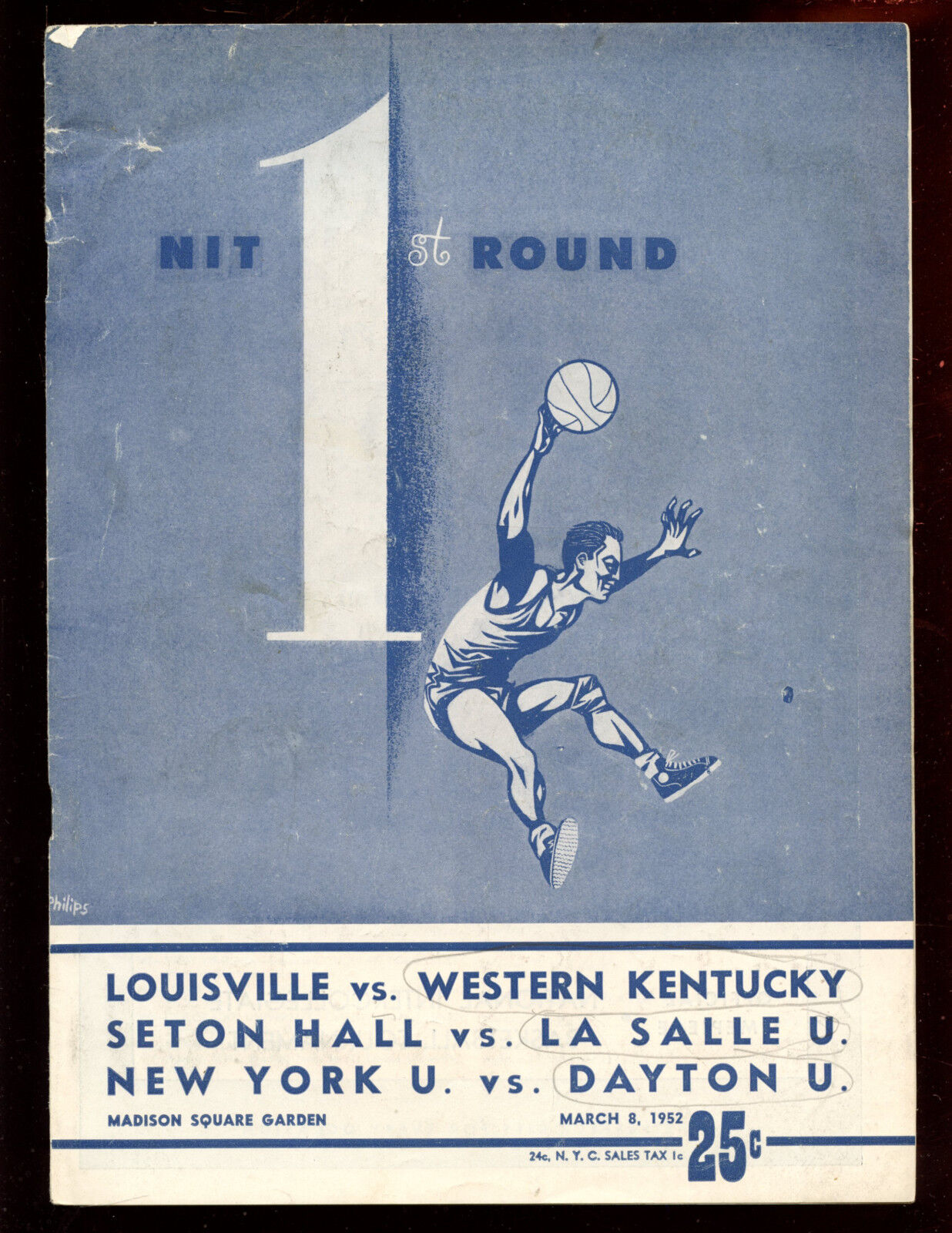 1952 NCAA Basketball NIT Program Tripleheader Seton Hall Dayton NYU