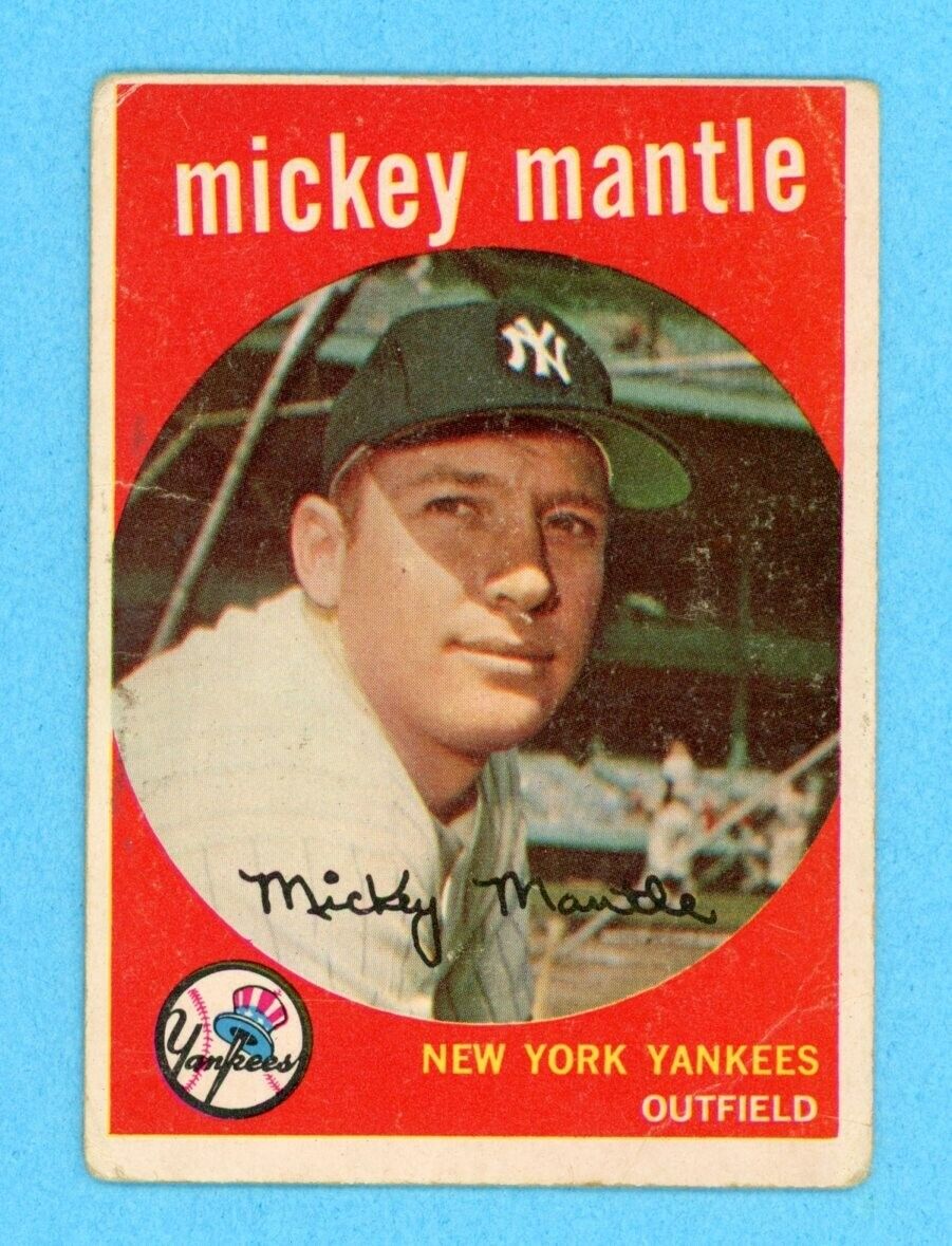 1959 Topps #10 Mickey Mantle New York Yankees Baseball Card Low Grade