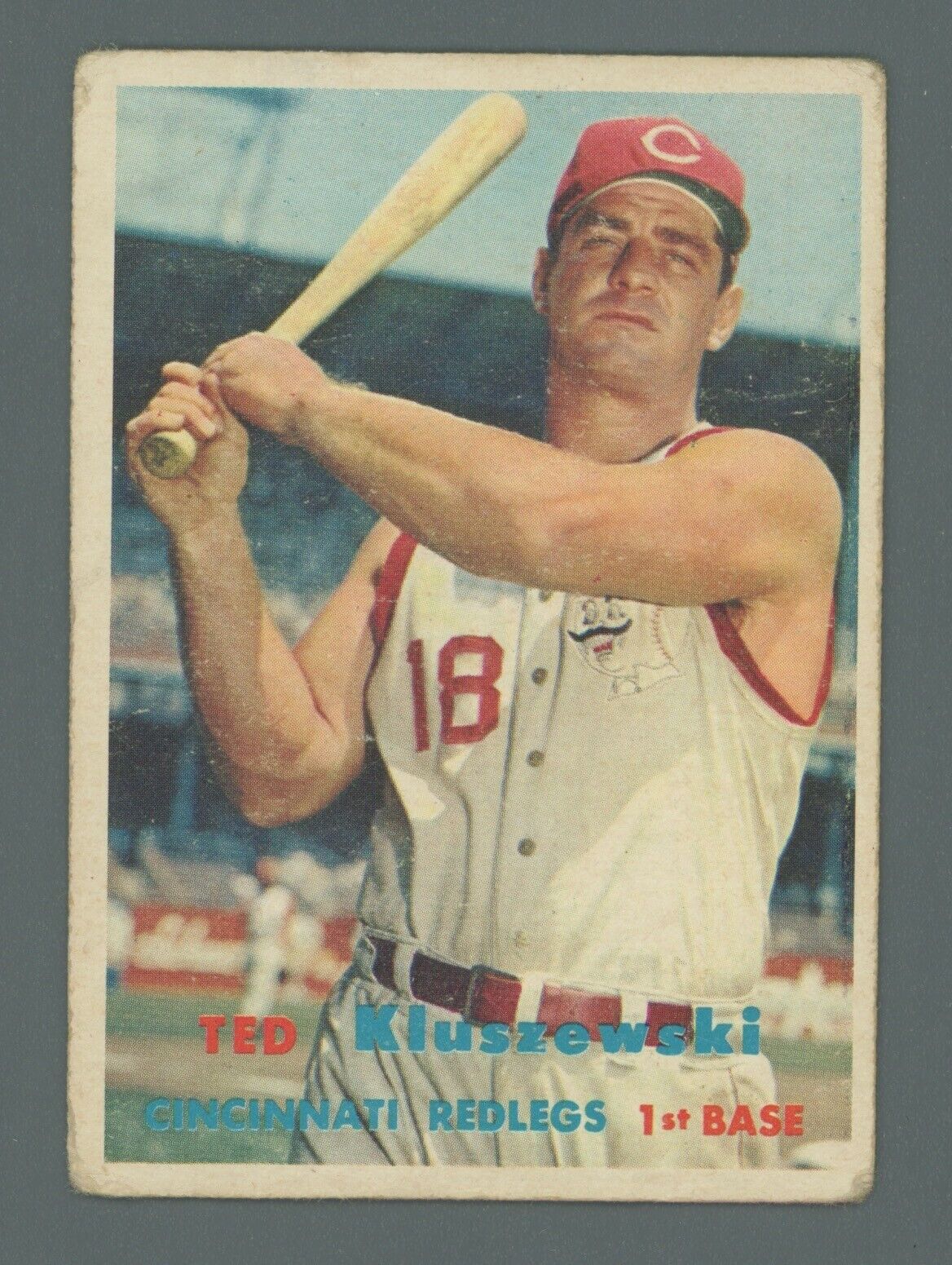 1957 Topps #165 Ted Kluszewski Cincinnati Reds Baseball Card Low Grade