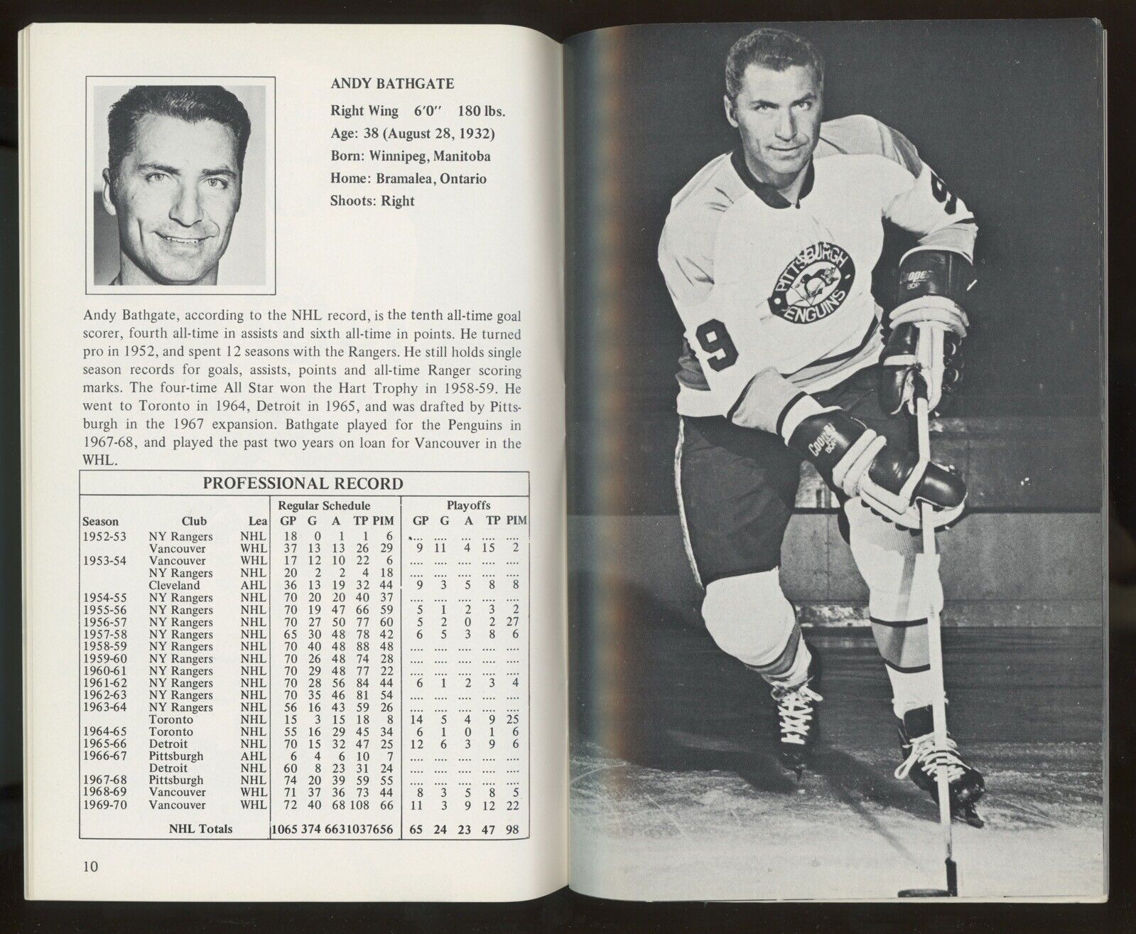 1970-71 Pittsburgh Penguins Official Press Guide