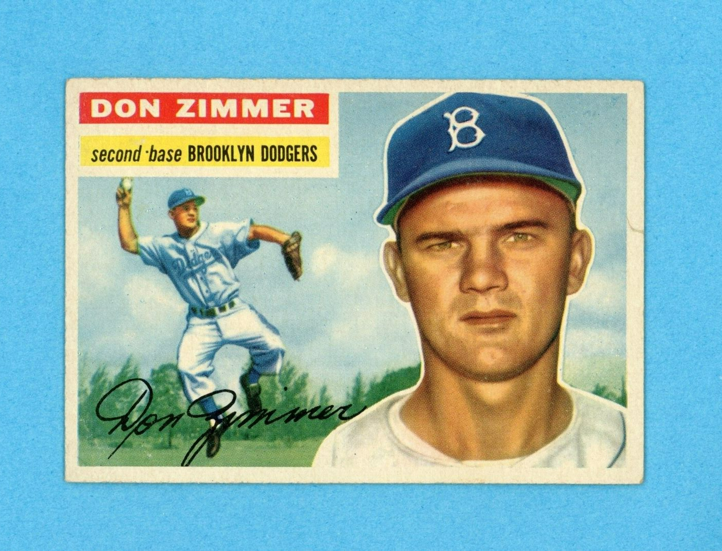 1956 Topps #99 Don Zimmer Brooklyn Dodgers Baseball Card EX++ app sm w/c te rse