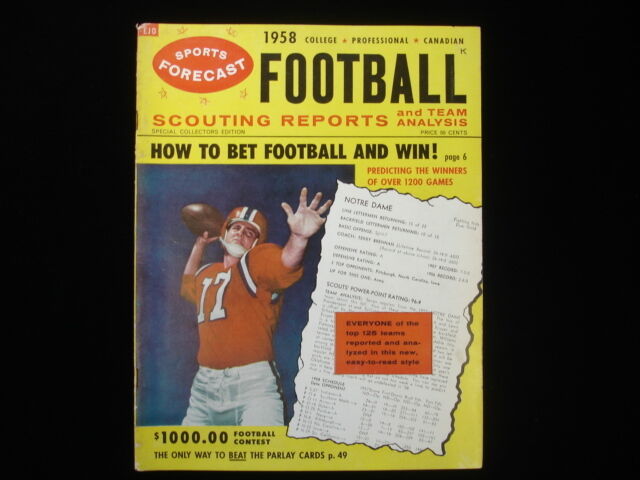 1958 Sports Forecast Scouting Reports and Team Analysis Magazine EX+