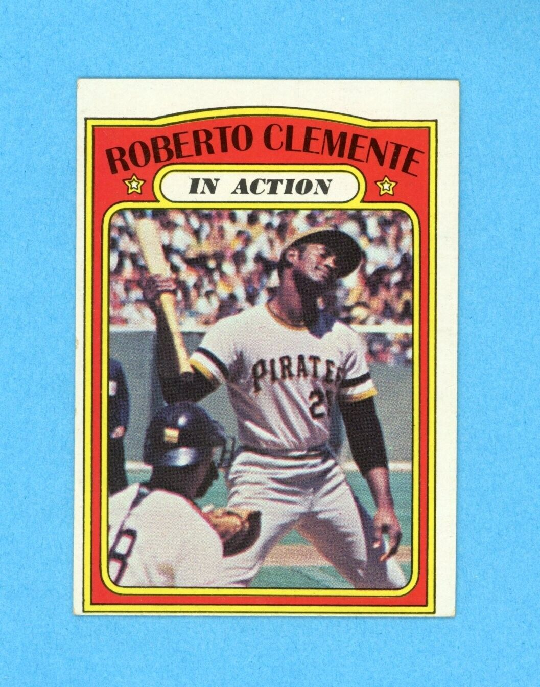 1972 Topps #310 Roberto Clemente In Action Pittsburgh Pirates Baseball Card EX+