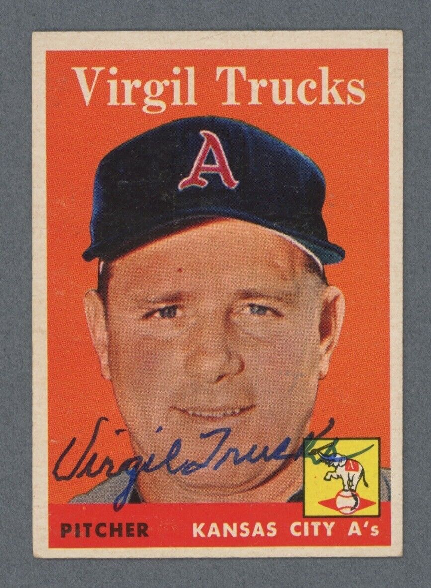 Virgil Trucks Signed 1958 Topps Card #277 Auto with B&E Hologram