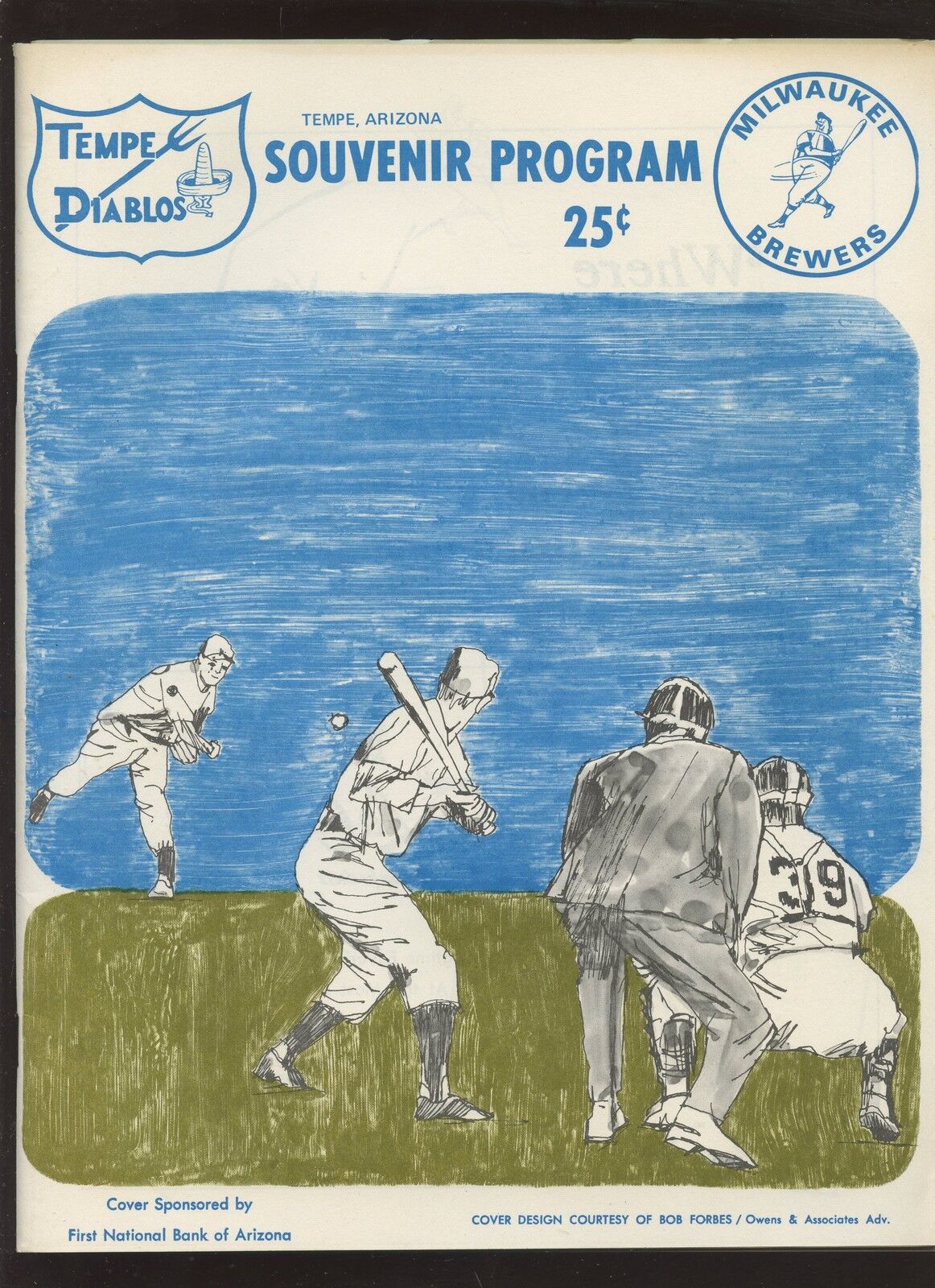 1972 MLB Baseball Program Milwaukee Brewes vs San Diego Padres NRMT
