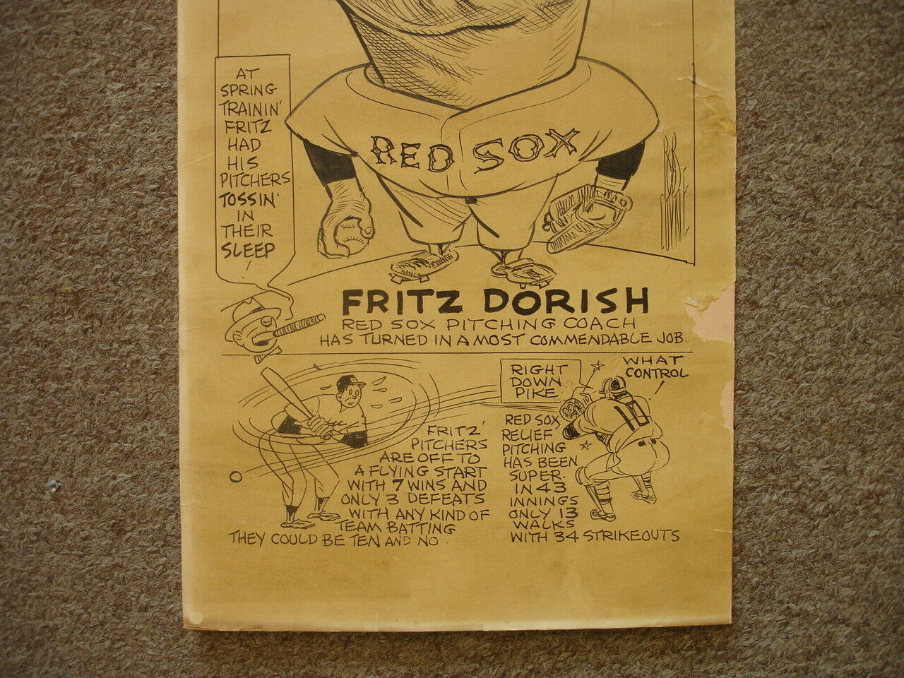 Vintage Fritz Dorish Original Newspaper Caricature Drawing - LOA