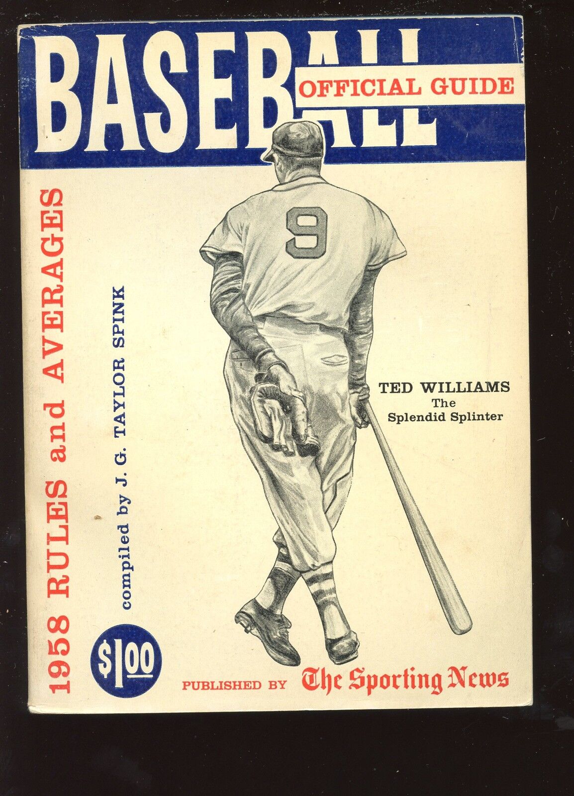 1958 The Sporting News Baseball Guide With Ted Williams On Front Cover EX+