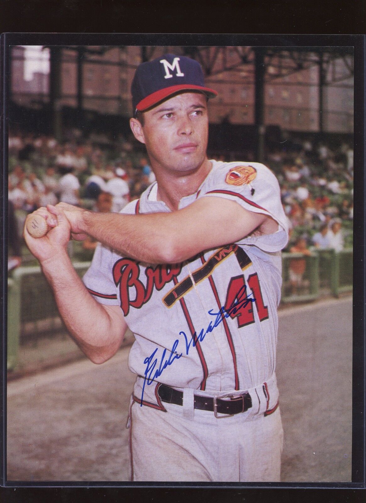 Eddie Mathews Milwaukee Braves Autographed 8 X 10  Photo Hologram