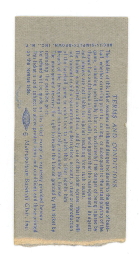 6/5/66 • Sandy Koufax Win , 9 Ks & 2 Hits! • LA Dodgers vs N.Y. Mets Ticket Stub