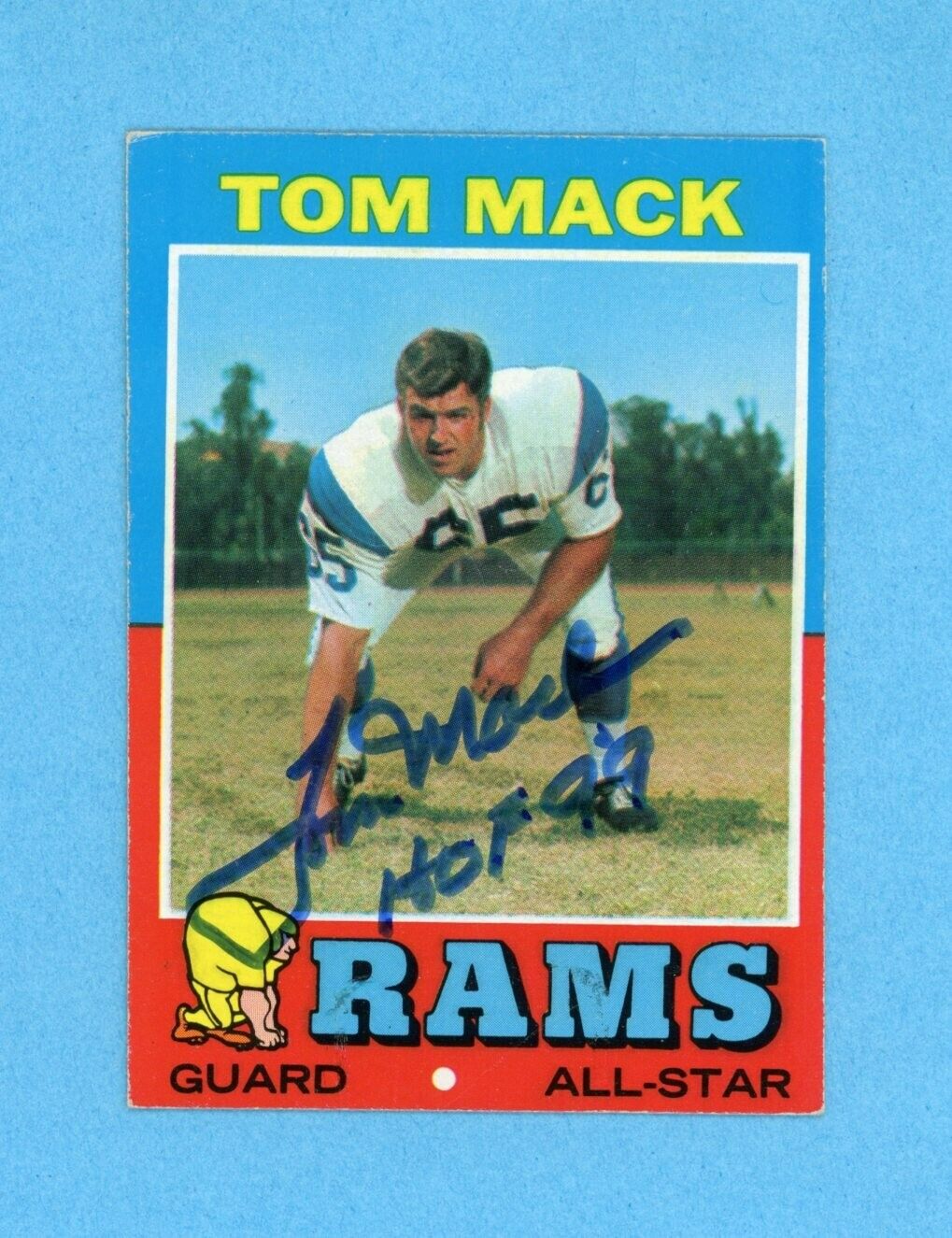 Tom Mack Los Angeles Rams 1971 Topps #94 Autographed Football Card