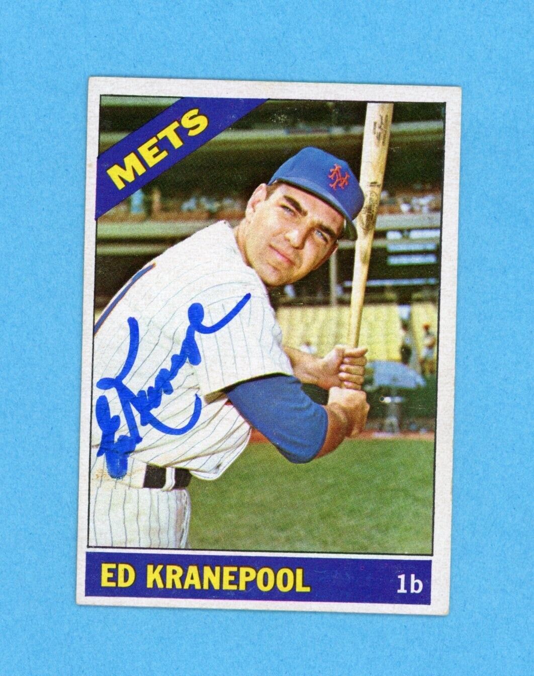 Ed Kranepool 1966 Topps Signed Card #212 Auto w B&E Hologram