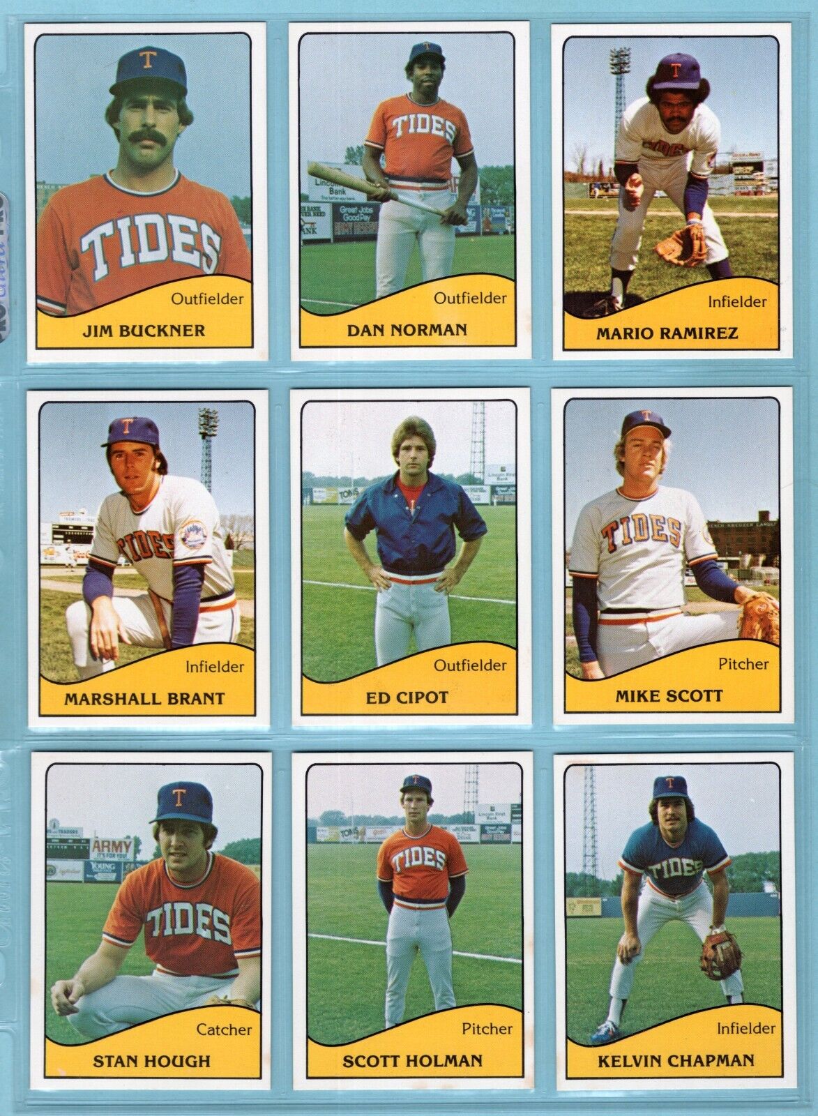 1979 TCMA Tidewater Tides Complete Set of 25 Baseball Cards NM