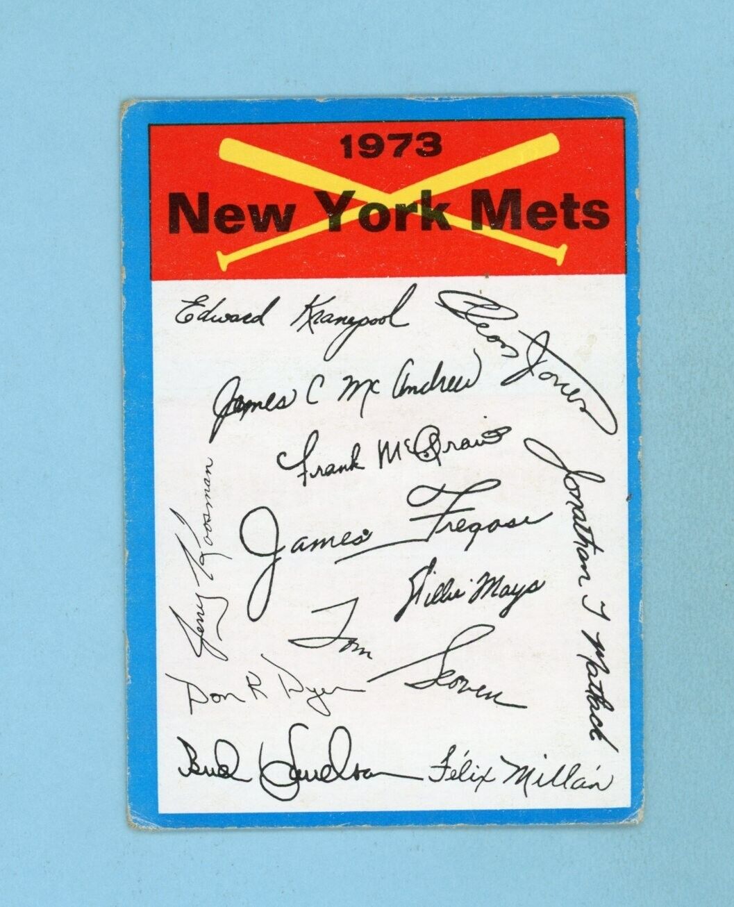 1973 Topps Team Checklist New York Mets Baseball Card VG checked