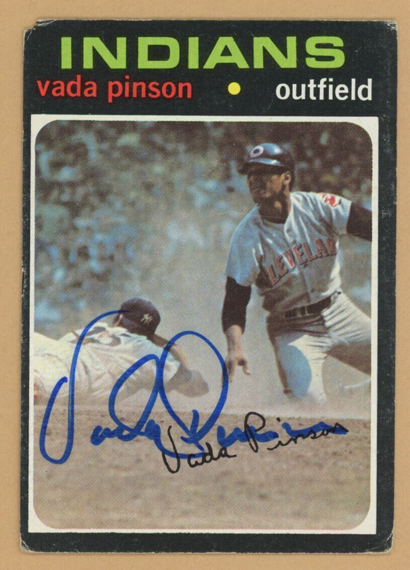 Vada Pinson Signed 1971 Topps Card #275 Auto with B&E Hologram