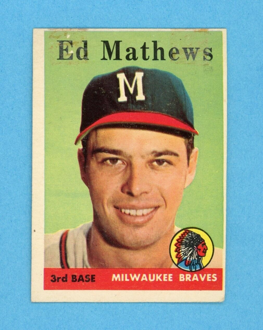 1958 Topps #440 Eddie Mathews Milwaukee Braves Baseball Card Low Grade