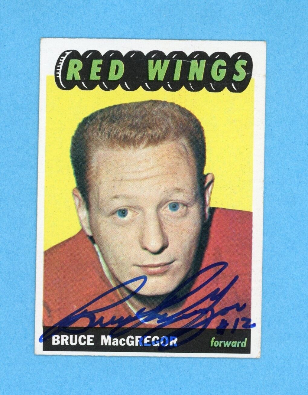 Bruce MacGregor Detroit Red Wings 1965-66 Topps #110 Autographed Hockey Card