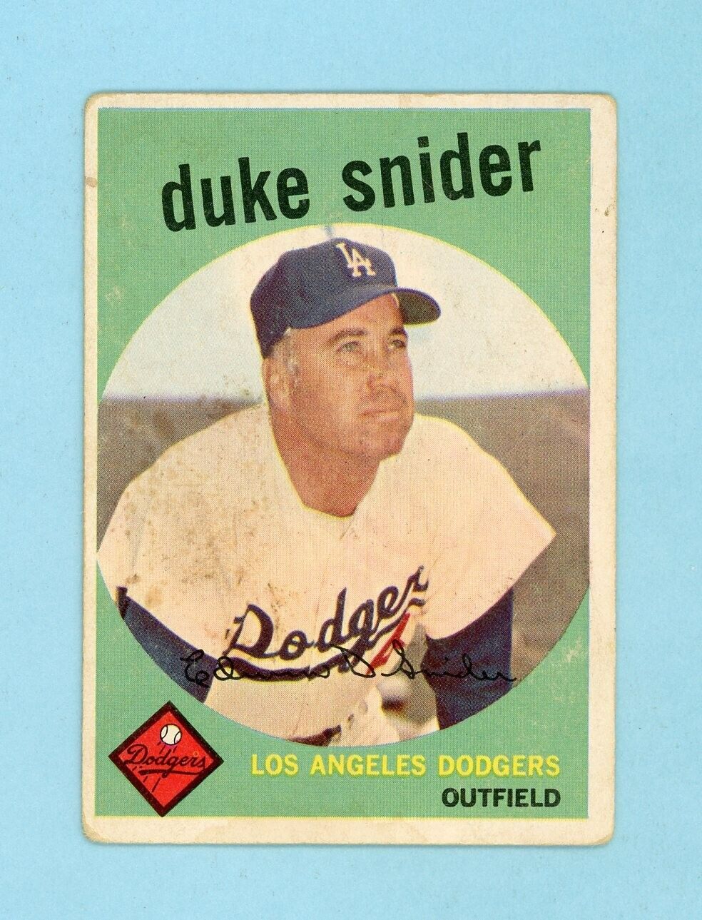 1959 Topps #20 Duke Snider Los Angeles Dodgers Baseball Card Low Grade