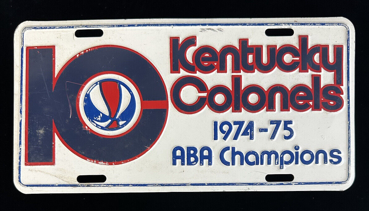 Vintage 1974-75 ABA Champions Kentucky Colonels 6x12” Metal License Plate