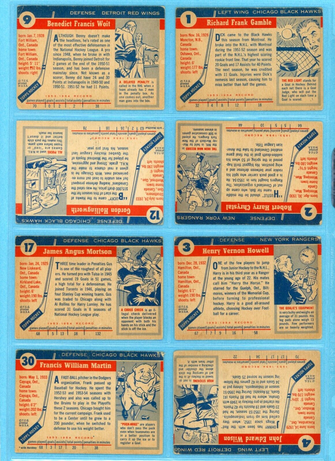 1954-55 Topps Starter Set Lot of 14 Different Hockey Cards VG sbsl