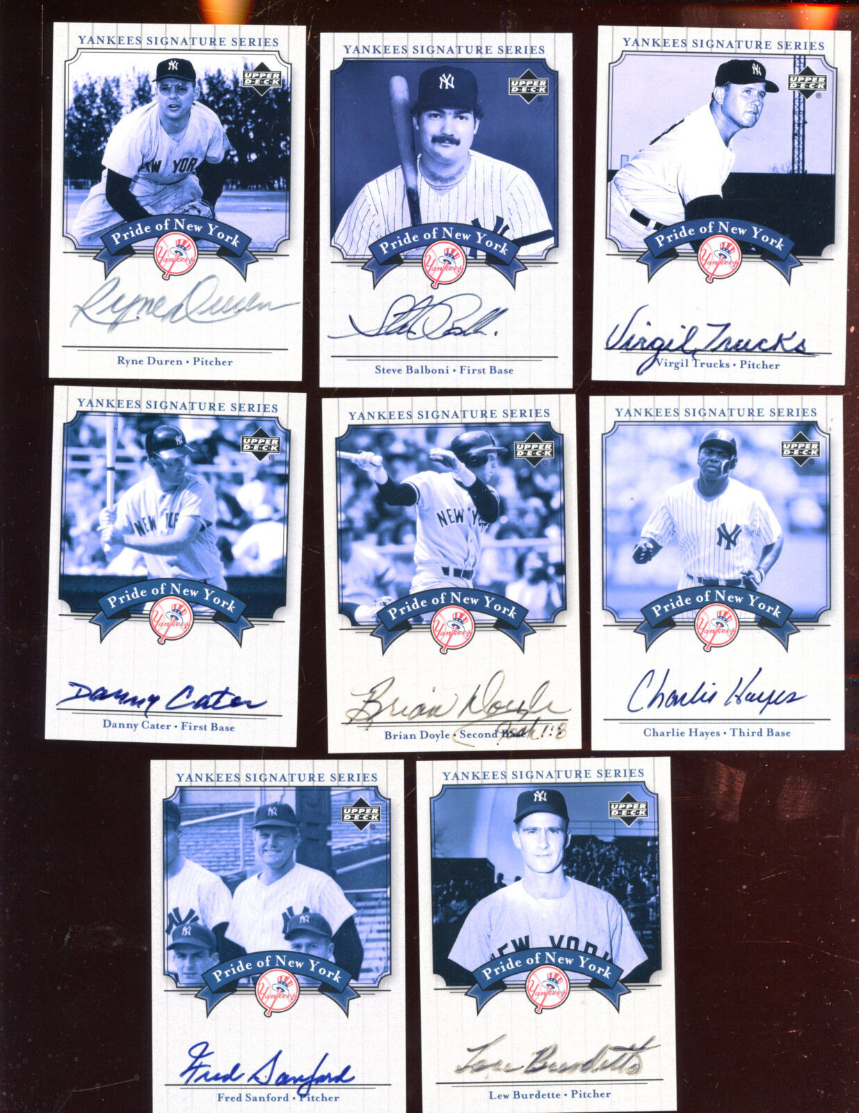 2003 Upper Deck New York Yankees Autographed Baseball Cards 8 Different Lot #2